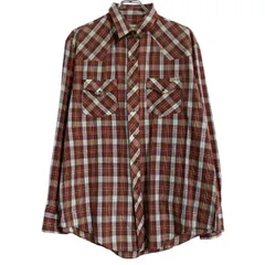 ROEBUCKS 長袖 ウエスタン チェックシャツ XL エンジ ブルー ローバックス マルチカラー ビッグサイズ 70s 古着卸 アメリカ仕入 a702-6361