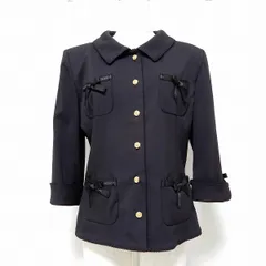#anc インゲボルグ INGEBORG ジャケット M 黒 リボン 花モチーフ金ボタン レディース [942276]のサムネイル