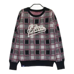 サイズ：L FILA GOLF フィラゴルフ MO4IL702 クルーネック ニットセーター チェック柄 グレー系 [240101499183] ゴルフウェア レディース ストスト