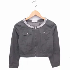 セシルマクビー CECIL McBEE ブルゾン ジャケット アウター 総裏地 ビジュー ジップアップ M カーキ /TT11のサムネイル
