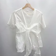 ◇ ⊂ OPAQUE.CLIP オペークドットクリップ リボンビスチェ ドッキング 半袖 カットソー サイズL ホワイト レディース E  【1502180035524】