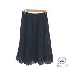 ☆美品☆ INED イネド スカート フレアスカート レース シアー カジュアル 綺麗め ひざ丈 プリーツ レディース ネイビー 7 キュプラ100％ 日本製 901-6423 送料無料 古着