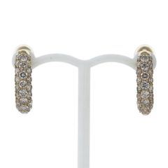 GSTV K18YG イヤリング ピアリング ブラウンダイヤモンド0.75ct/0.75ct パヴェ フープ 16.0mm幅【新品仕上済】【zz】【中古】