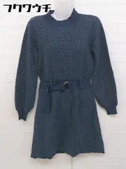 ◇ ◎ REDYAZEL レディアゼル チェック 長袖 膝丈 ワンピース サイズF ネイビー グレー レディース 【中古】 【1105050000785】