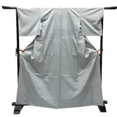 希少 京やG086 正絹 結城紬 真綿結城紬 奥順株式会社 はたおり娘 手緒里 手織り 証紙付 ますいわ屋謹製 銀鼠色 グレー 無地 袷仕立て 仕立て上がり 未使用 新古品