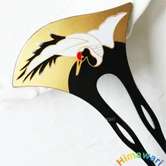 鶴 簪 バチ型 ゴールド かんざし  和装髪飾り 二本差し 着物 浴衣 振袖 zak1071