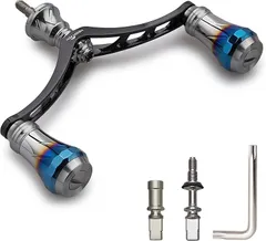 HEIGHTEN 改良 98mm リール ハンドル 6色 70航空アルミ製 シマノ ダイワ 通用 スピニングリール 用 Arch Aurora (ゴールド＆ガンメタル) ( HEIGHTEN 改良 98mm リール ハンドル 6色 70航空アルミ製 シマノ