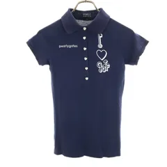 PEARLY GATES パーリーゲイツ 日本製 ゴルフ 半袖 ポロシャツ 0 ネイビー レディース 古着