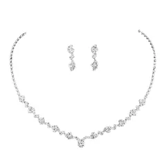 【迅速発送】AVILMORE 結婚式 ネックレス ピアス 2点セット結婚式 アクセサリー お呼ばれ ラインストーン＆ビジュー パーティー ビロード調保管袋付き