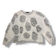 JUN/NAKAYAMA 23AW DISTRESSED CREWNECK デストロイ クルーネック スウェット トレーナー ジュンナカヤマ JIN-FW23-C001 グレー L/XL 93549A7のサムネイル