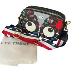 【管30331】EYE THEME  アイテーマ  ショルダーバッグ 総柄 ブラック カラフル  個性