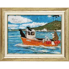 油絵　船 Amazon.co.jp: 小林幸三 神戸港 F10号 ゴールド 受注制作 油彩画