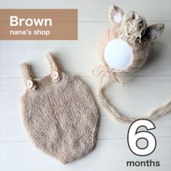 ６ヶ月ブラウン♪馬帽子&ロンパース♪ニューボーンフォト撮影衣装　午年　月齢フォト
