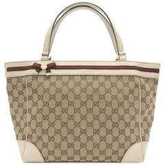 グッチ GUCCI トートバッグ シェリーライン GGキャンバス GGキャンバス レザー ベージュ シャンパンゴールド金具 ハンドバッグ  257061 【中古】