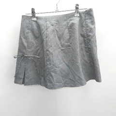 ◇ Φ◎●未使用●Θ GRL グレイル リボン スカンツ ミニ 台形 スカート サイズ L グレー系 レディース E  【1502030041958】