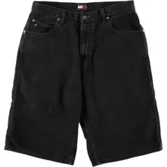 古着 00年代 トミーヒルフィガー TOMMY HILFIGER JEANS ブラック デニムペインターショーツ ハーフパンツ メンズw32相当/eaa553764