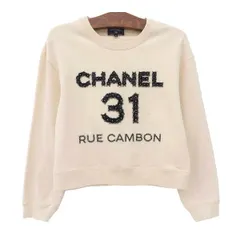 希少CHANEL ビーズ刺繍スウェットM アイボリートップス