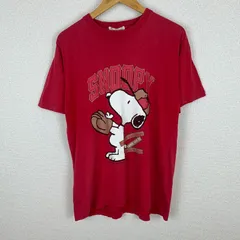 PEANUTS ピーナッツ Tシャツ 半袖 スヌーピー キャラクタープリント レッド Lサイズ メンズ 古着 アメカジ ストリート