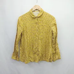 ◇ Θ GLOBAL WORK グローバルワーク 模様あり 長袖 長袖シャツ サイズM イエロー系 レディース メンズ E  【1506230026289】