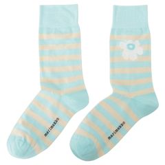 マリメッコ 靴下 marimekko レディース 091731 581 37-39 ウニッコ ボーダー柄 ソックス 日本サイズ23.5～25cm ライトブルー×ホワイト