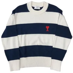 アミ パリ トップス ボーダー ニット ハート刺繍【AFB38】