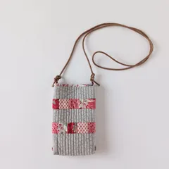 パッチワーク＊ヌビとフレンチジェネラルのスマホショルダーB＊RED＊ポシェット