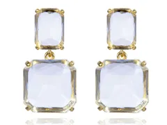 ピアス レディース 二連 ビジュー 透明 ジュエリー アクセサリー シンプル カジュアル 大人 ワンポイント 女性用 上品