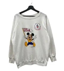 チャンピオン Champion 80s 80年代 Disney ディズニー ミッキー オリンピック 染み込み ラグラン USA製 トリコタグ Vintage ヴィンテージ 白 スウェット キャラクター ホワイト 2XLサイズ 104MT-1755