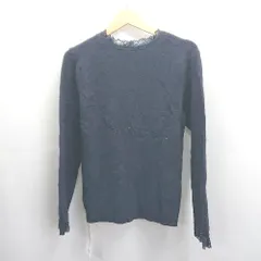 ◇ ⊇◎●未使用● NATURAL BEAUTY BASIC レース ミドルゲージ ニット 長袖 セーター サイズM ネイビー レディース E  【1504240009858】