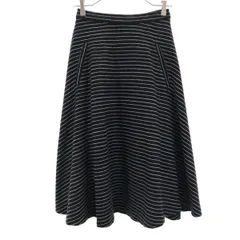 Sonny Label サニーレーベル ボーダー柄 ミモレ丈 ウールライク フレアスカート 36 ブラック アーバンリサーチ レディース 古着