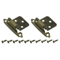 uxcell キャビネットキッチンインセットヒンジ 2個1/2インチオーバーレイセミコンシールドヒンジフェイスマウントキャビネットハードウェアセルフクロージングキャビネットヒンジ付属 ヒンジ ブロンズ