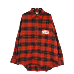 VETEMENTS (ヴェトモン) MY NAME IS VETEMENTS SLEEVELESS FLANNEL SHIRT マイネームイズヴェトモン ロングスリーブ チェック ネルシャツ レッド UE52SH580Rのサムネイル