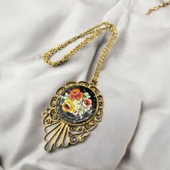オーストリア製】プチポワン 刺繍 ヴィンテージ ネックレス 薔薇