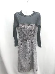 ◇ ⊂ ◎ a.i.n アイン マタニティ 長袖 ロング丈 ワンピース サイズM ブラック ホワイト レディース E  【1410100014088】