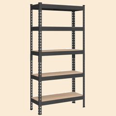 本棚 収納棚 収納ラック キッチン キッチンラック おしゃれ 収納 棚 ラック 総耐荷重875kg オープンシェルフ 150*75*30cm オープンラック スチールシェルフ ブラック 5段 スチールラック GLR300B01 SONGMICS