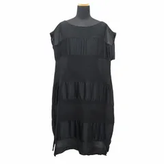 美品 09ss ミーイッセイミヤケ me ISSEY MIYAKE 製品染め加工 シアー プリーツ ボーダー ワンピース ドレス 切替 ワイド ボートネック 黒 ブラック レディース ◆12のサムネイル