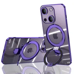 【迅速発送】JOOBOY iPhone 15 Plus 用 ケース MagSafe対応 クリア リング付き メッキ仕上げ レンズカバー付き ソフトTPU 耐衝撃 傷に強い背面 ワイヤレス充電 ストラップホール付き アイフォン15 プラス 磁気カバー (iPho