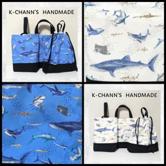 🦈 サメ新柄🦈①WHITE　②ブルー　🦈　入園入学3点セット　ハンドメイド　レッスンバック　上履き　体操服