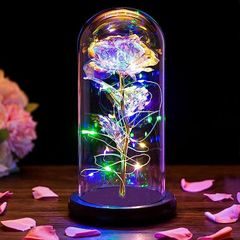 枯れない花 バラ造花 LEDライト 電池式 ローズ造花 薔薇 花束 フラワーライト フラワーギフト バレンタインデー 母の日 誕生日 結婚記念日 クリスマス お祝い プレゼント 女性 妻 彼女への贈り物 (黄色バラ+カラフルライト)