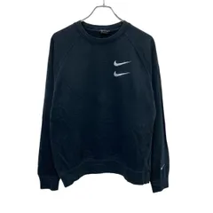 NIKE プリントスウェット トレーナー M ブラック ナイキ クルーネック スポーティ バックプリント 刺繍ロゴ 古着卸 アメリカ仕入 a708-5641