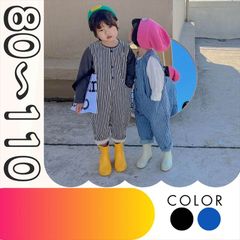 【送料無料】しましま ストライプオーバーオール 女の子 男の子 ベビー キッズ 上下セット 80 90 100 110 韓国子供服 ハーフバースデー ベビー用品 春 秋