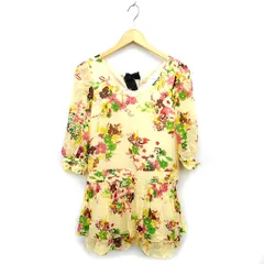 ジルバイジルスチュアート JILL by JILLSTUART ワンピース フレア ティアード ミニ シフォン シルク リボン 花柄 七分袖 S クリーム /NT13