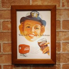 コカコーラ レトロミニポスター B5額入り ◆ Coca-Cola コーク 軍人 アメリカ海軍 女性 FB5-021