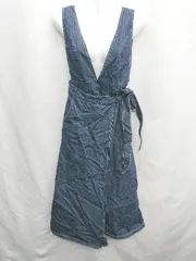 ◇ Θ AZUL BY MOUSSY デニム Vネック ウエストリボン付き ロング丈 ワンピース サイズS インディゴブルー レディース E  【1410100027507】