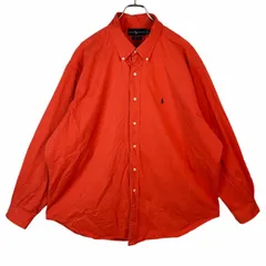 ラルフローレンRalphLauren BLAKE長袖ボタンダウンシャツポニーロゴ刺繍ワンポイント赤レッドvintageヴィンテージ41014