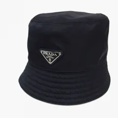 【美品】PRADA プラダ　三角プレート　ナイロン　バケットハット 極美品◇PRADA ナイロン バケットハット ブランドロゴ 三角プレート
