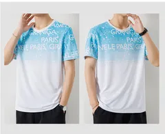 グラデーション Tシャツ メンズ 接触冷感 ストレッチ 半袖 tシャツ 薄手 ティーシャツ 丸首Tシャツ カットソー 半袖Tシャツ 英字 涼しいTシャツ 清涼 トップス 夏 夏服 キレイめ 大きいサイズ utrl638