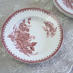 アンティーク　フランク　サルグミンヌ　Fontage 花柄陶器皿 2枚セット アンティーク フランク サルグミンヌ Fontage 花柄陶器皿 3枚セット