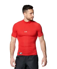 WJ5 【未開封】UNDER ARMOUR アンダーアーマー UAヒートギアアーマー コンプレッション ショートスリーブ モック シャツ レッド メンズ Mサイズ 野球 ベースボール アンダーウェア