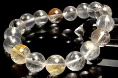 【１点物】希少内包◇マダガスカル産 ライモナイト＆マーカサイトインクォーツ　11.5mm　ブレスレット パワーストーン 天然石 _MA7736